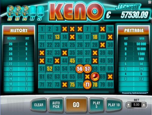 Bonus Keno (Кено с бонусом) из раздела Развлекательные игры