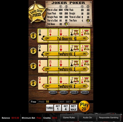 Lucky Draw Joker Poker (Видео-покер с джокером «Счастливый обмен» ) из раздела Видео покер