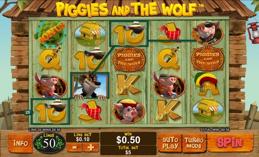 Piggies and the Wolf (Поросята и волк) из раздела Игровые автоматы