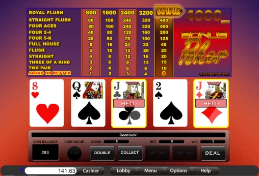 Bonus Poker (Бонус покер) из раздела Видео покер