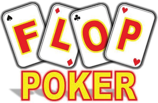 Надпись "FLOP" на картах и слово "Poker" внизу