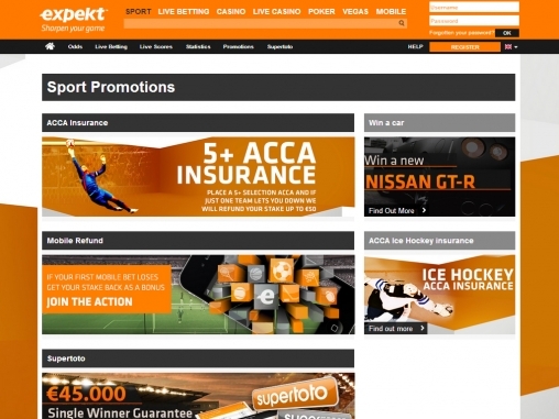 Скриншот сайта букмекерской конторы Expekt