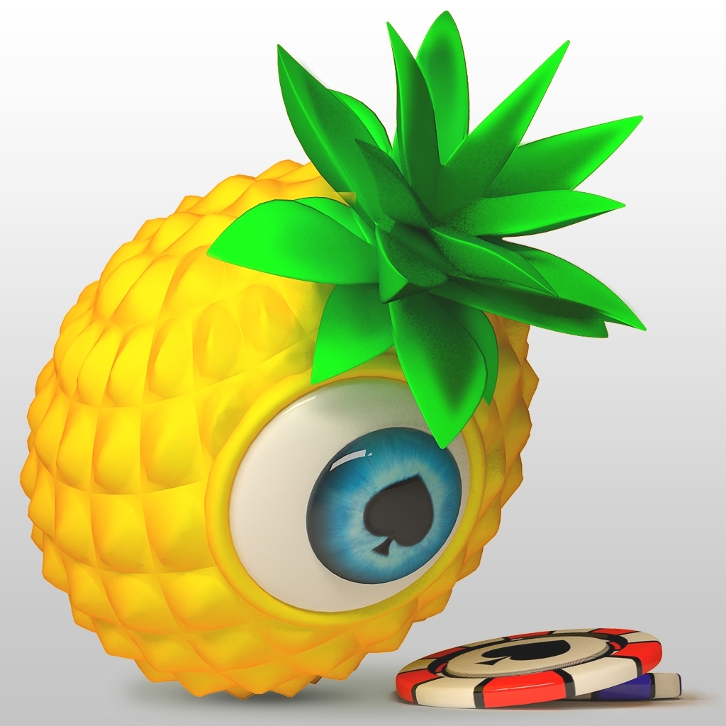 Глазастый ананас смотрит на стопку фишек