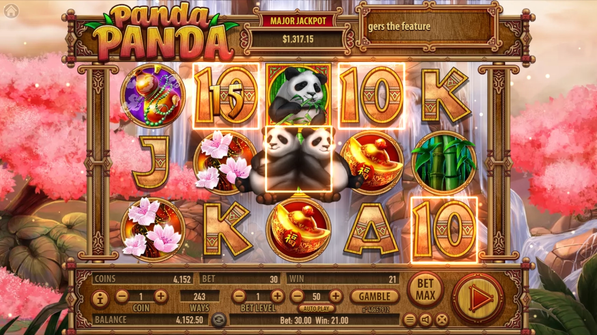 Скриншот игрового автомата Panda Panda от Habanero