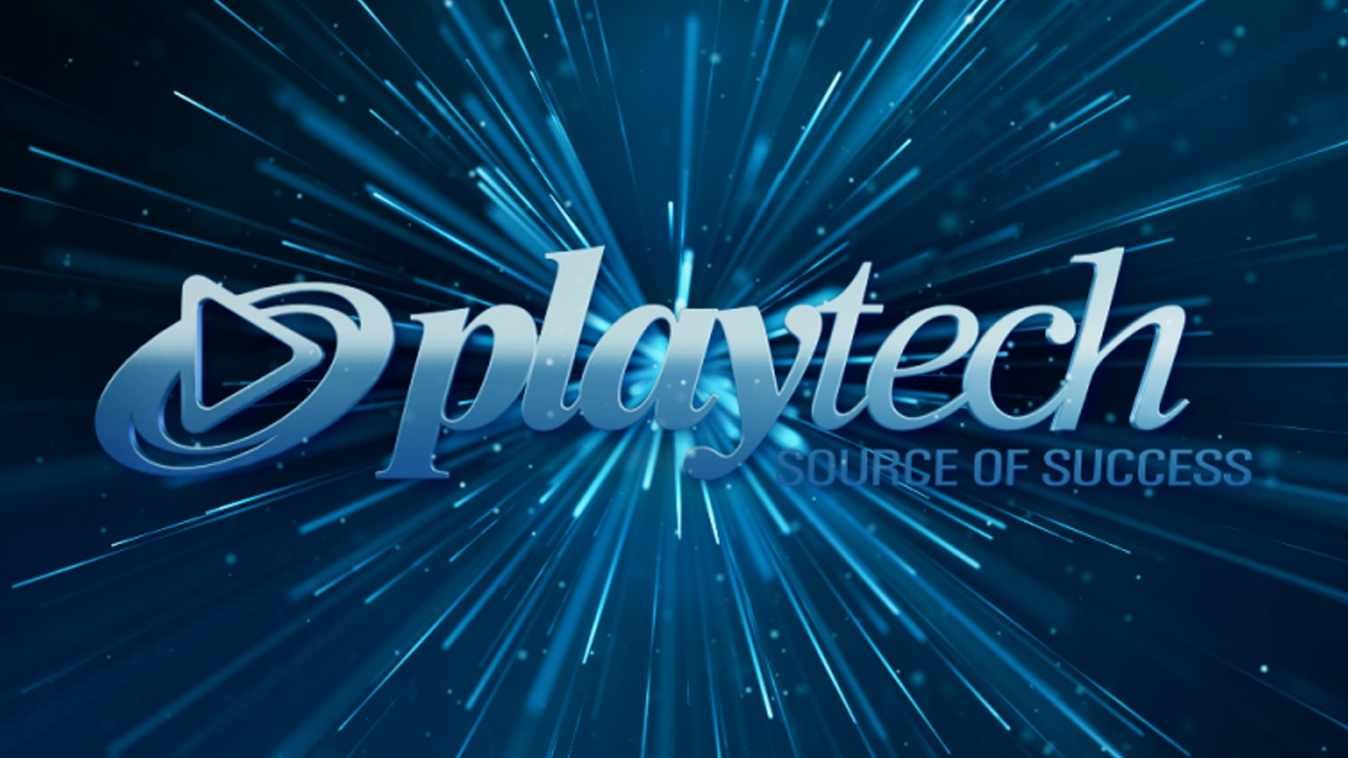 Фирменная надпись "Playtech" на синем фоне