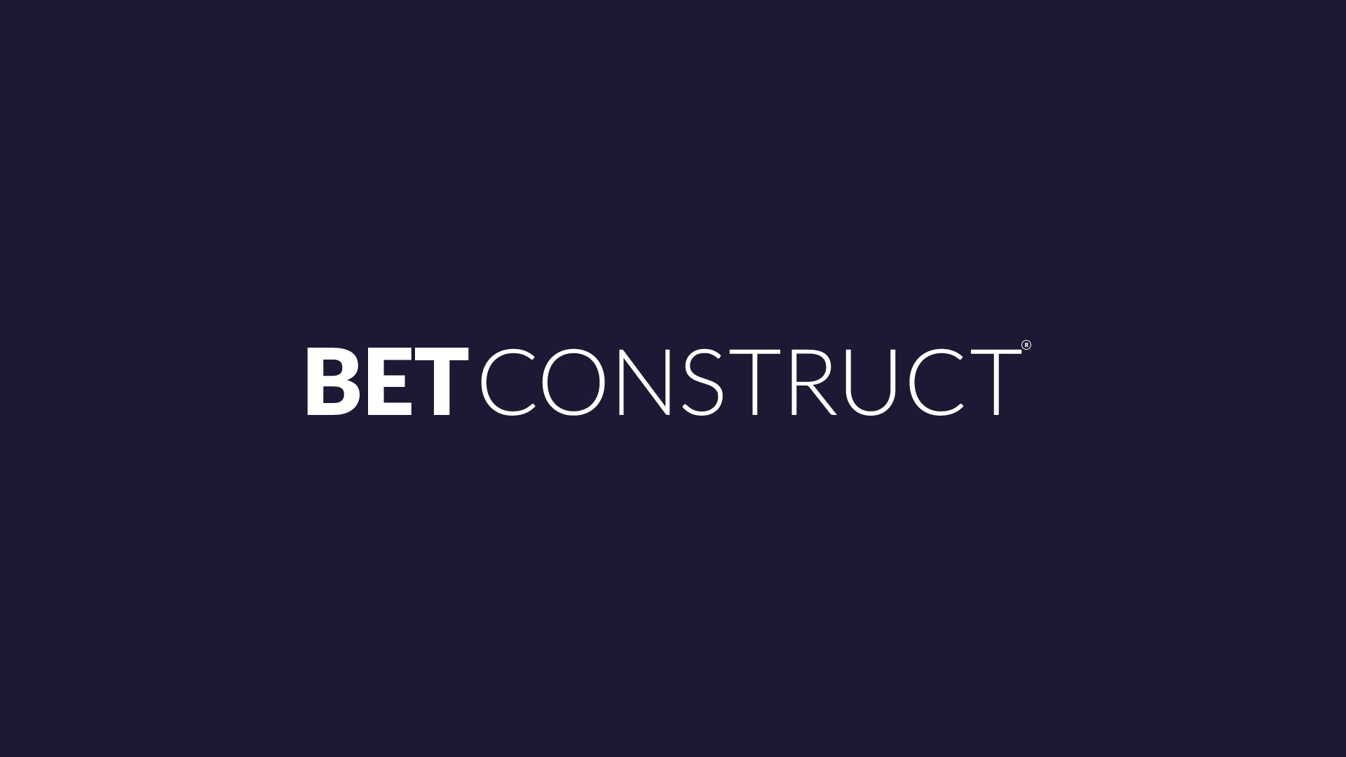 Фирменная надпись "BetConstruct" на темно-синем фоне