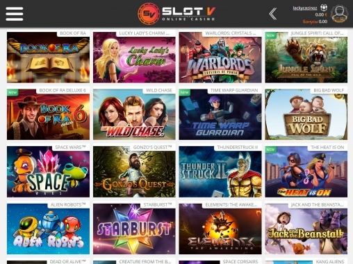 Скриншот страницы с игровыми автоматами на сайте казино SlotV