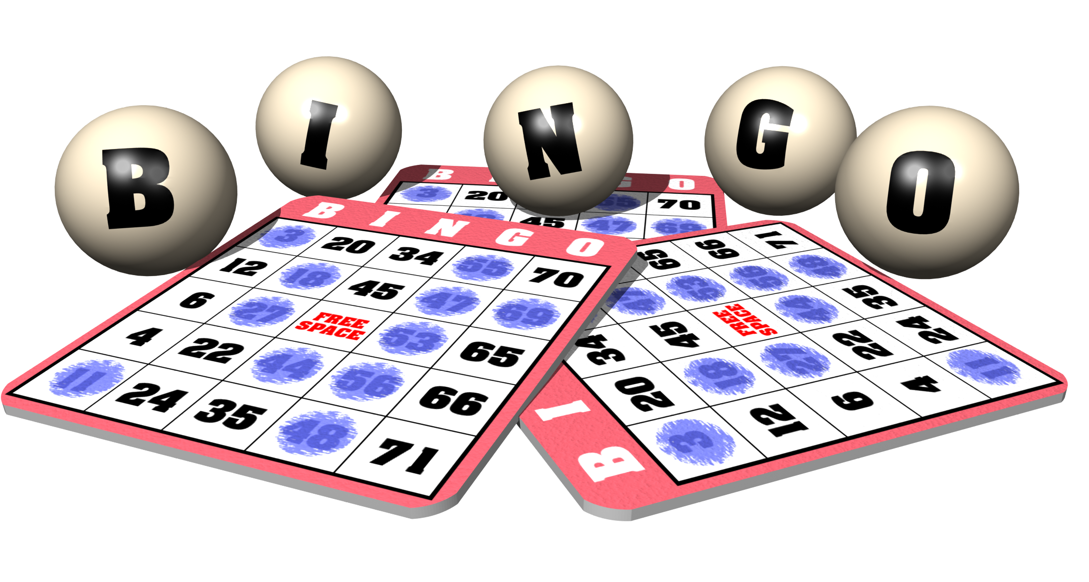 Шарики с черными буквами, выложенные в слово "BINGO" и билеты для игры