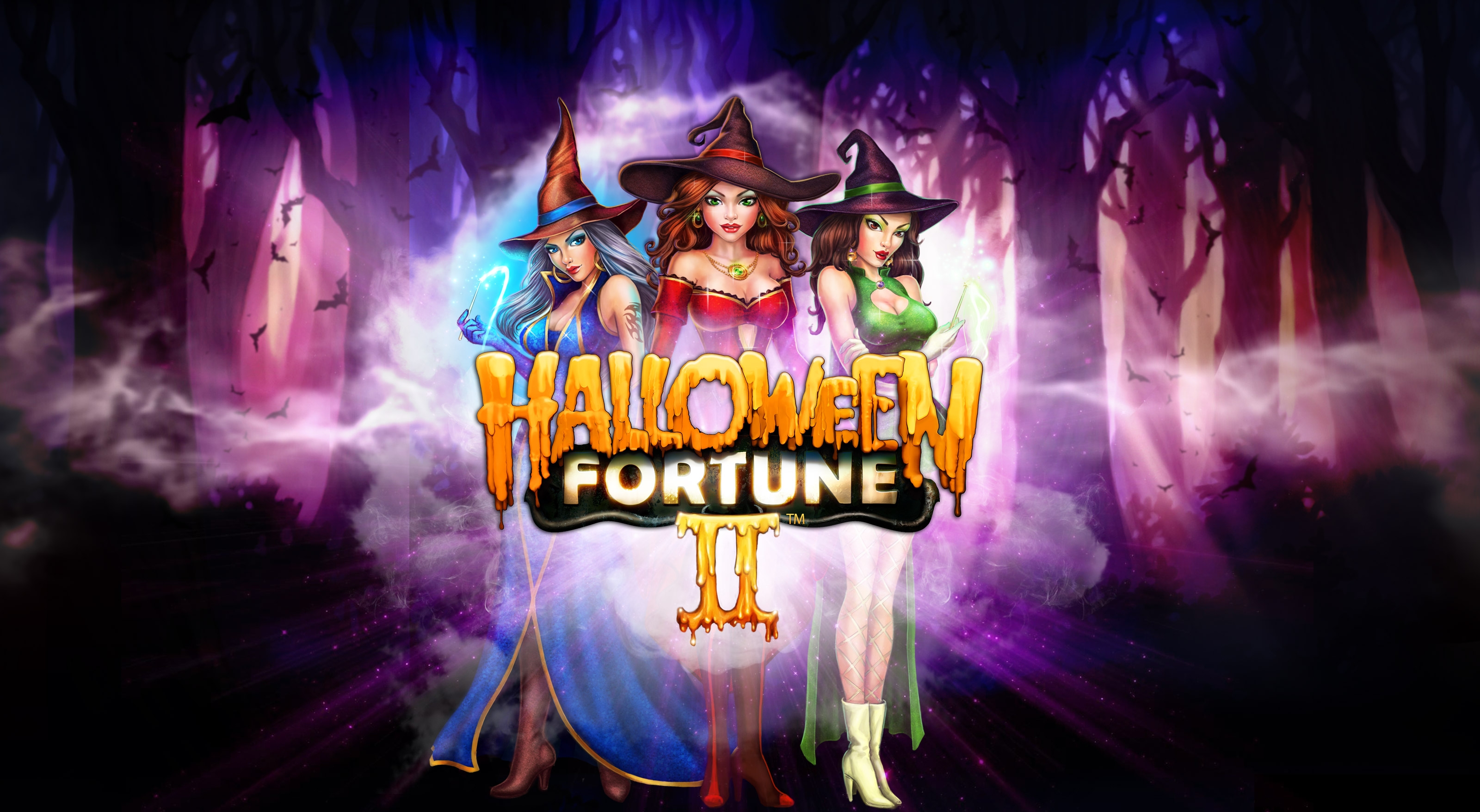 Три сексуалшьных ведьмы на заставке игры Halloween Fortune II от Плейтек