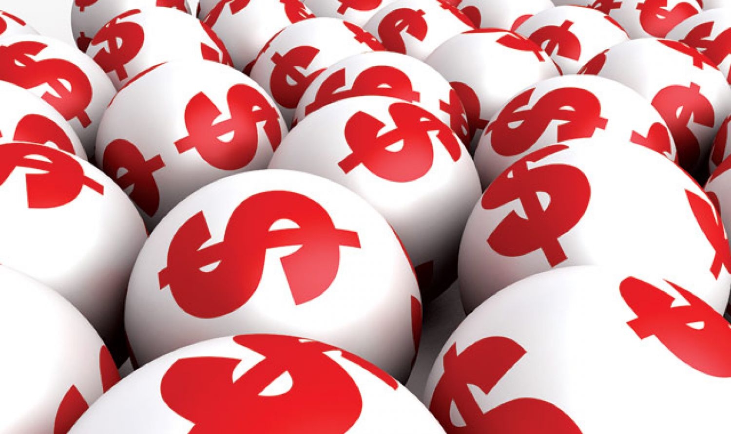 Лотерейные шары с красными символами доллара