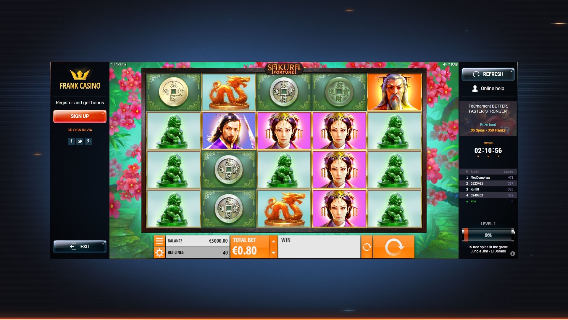 Игровой автомат на сайте казино Франк