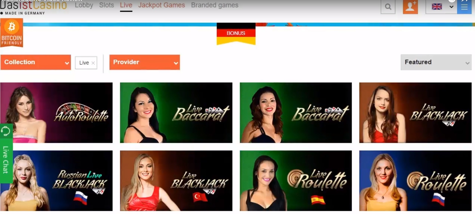 Игры с настоящими крупье в Dasist casino