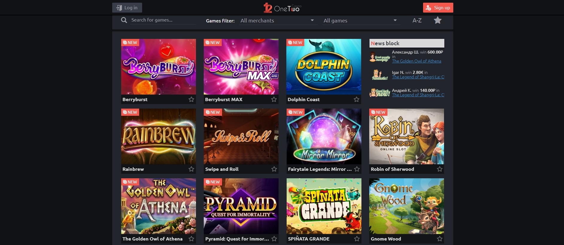 Азартные игры на OneTwo casino