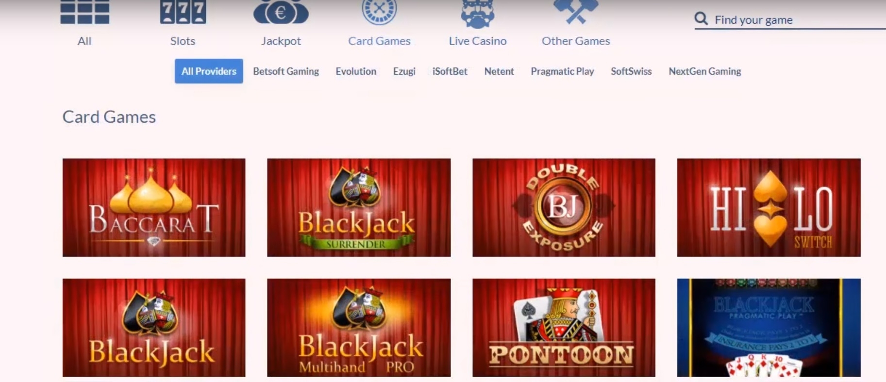 Каталог азартных игр в казино Конунг