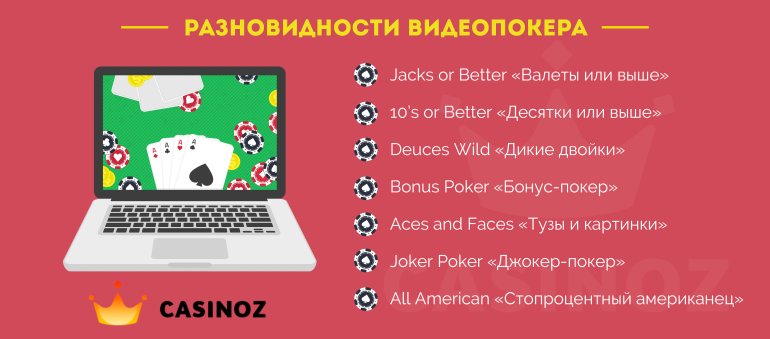 Виды видеопокера Разновидности видеопокера