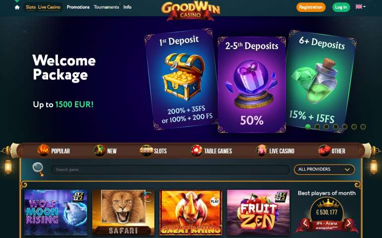 в 150% + 50 фриспинов в Гудвине в