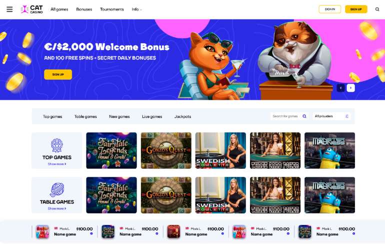 Щедрые бонусы Cat Casino на первые пять депозитов