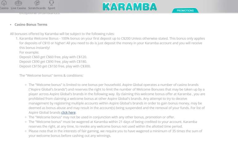 100% бонус до €200 на первый депозит в Karamba