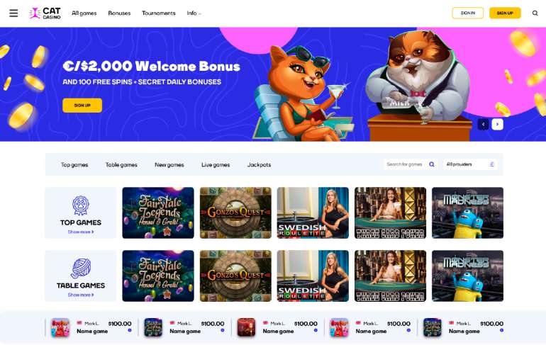 Вход на официальный сайт Cat Casino в 2022 году в России