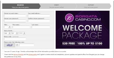 Borgata casino: Регистрация