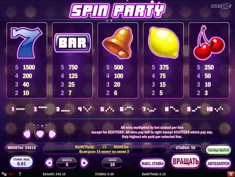 игровой автомат spin party
