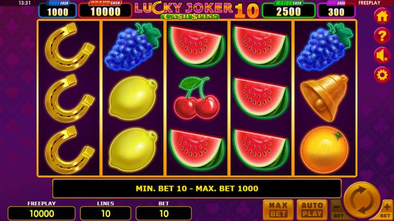 Внешний вид слота в Везучий Джокер 10 Кэшспинов Дизайн в Lucky Joker 10 Cashspins