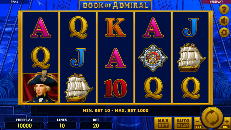 Дизайн слота в Книга Адмирала Тема в Book of Admiral