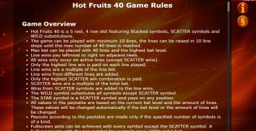 Hot Fruits 40: Правила