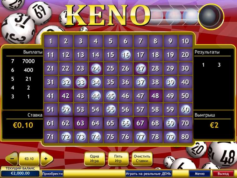 Видео покер Keno демо-игра