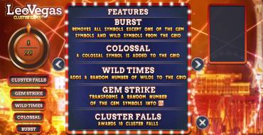 Leo Vegas Cluster Gems: Бонусные игры