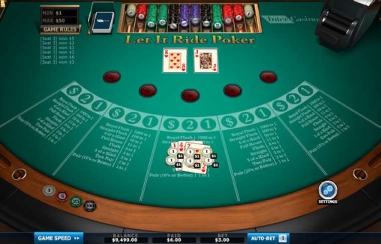 Видео покер Let It Ride Poker демо-игра