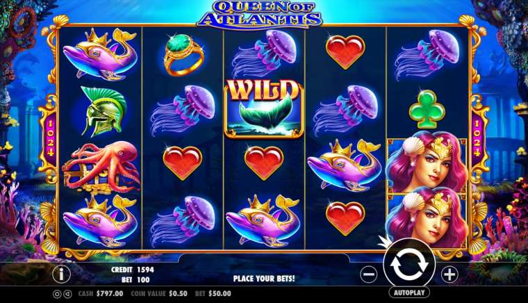 Видео покер Queen of Atlantis демо-игра