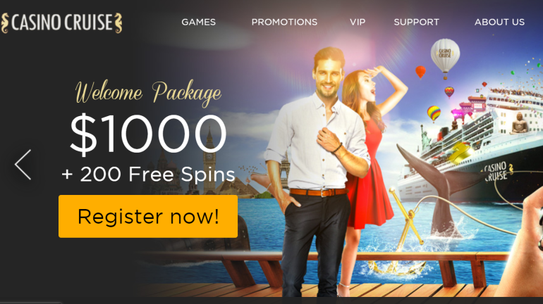 в 200 фриспинов за первый депозит в Casino Cruise welcome package в cruise casino в