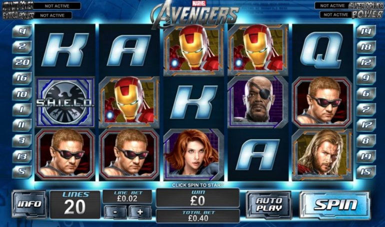 Скриншот линий игрового автомата The Avengers