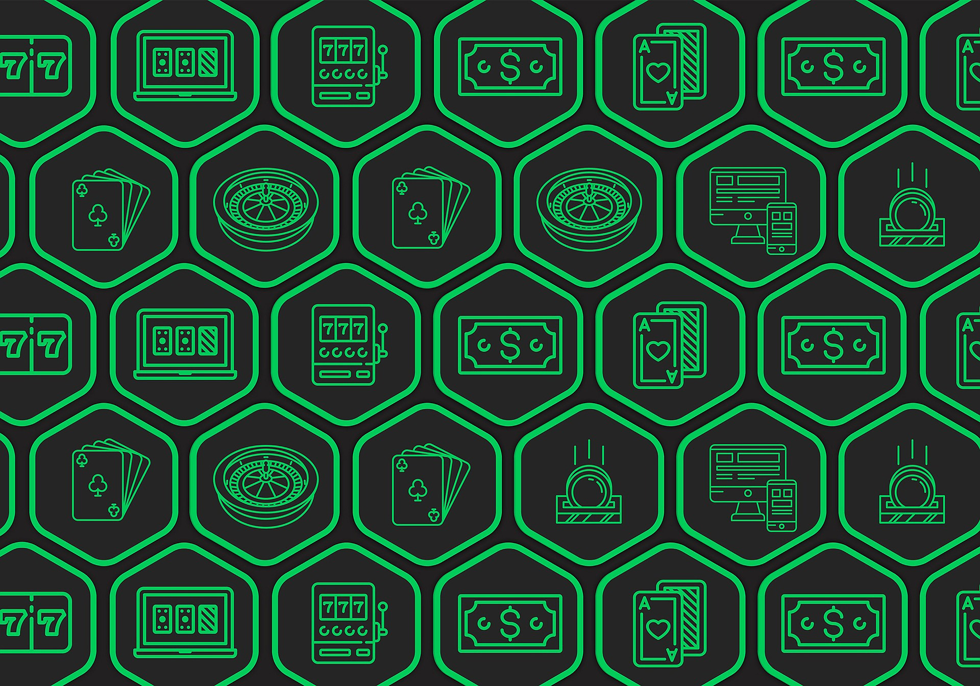 Зеленые соты с гемблинг иконками