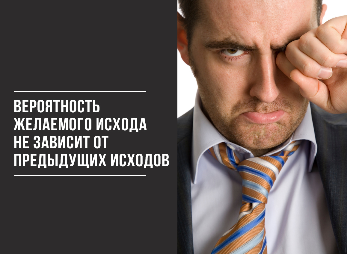 Вероятность желаемого исхода не зависит от предыдущих исходов