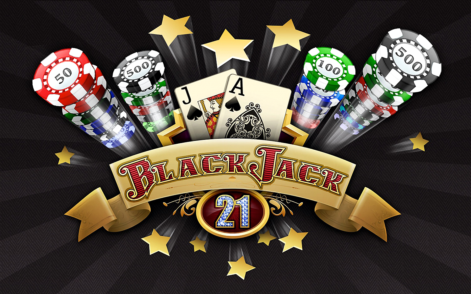 Афиша Black Jack с картами и фишками